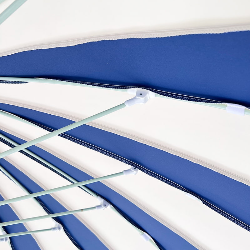 Ô chùa chắp vá màu xanh và trắng 2,5M